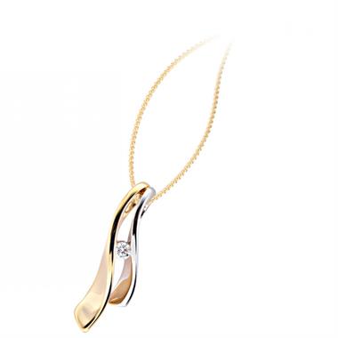 18ct Yellow and White Gold Diamond Pendant 0.10ct thumbnail