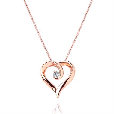 18ct Rose Gold Diamond Heart Design Pendant 0.03ct thumbnail