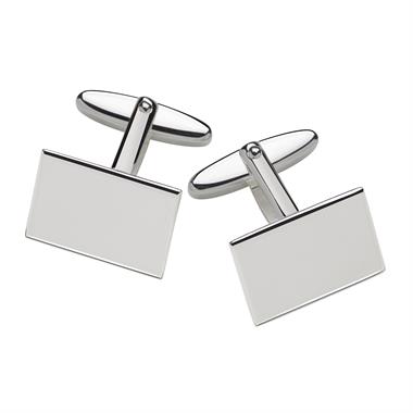 Sterling Silver Rectangle Design Cufflinks thumbnail