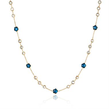 Bloom 18ct Yellow Gold Blue Topaz Necklace 45cm thumbnail