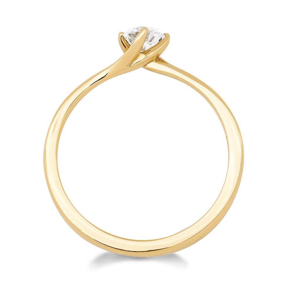 18ct Yellow Gold Twist Design Diamond Solitaire Engagement Ring 0.35ct Thumbnail Image 1