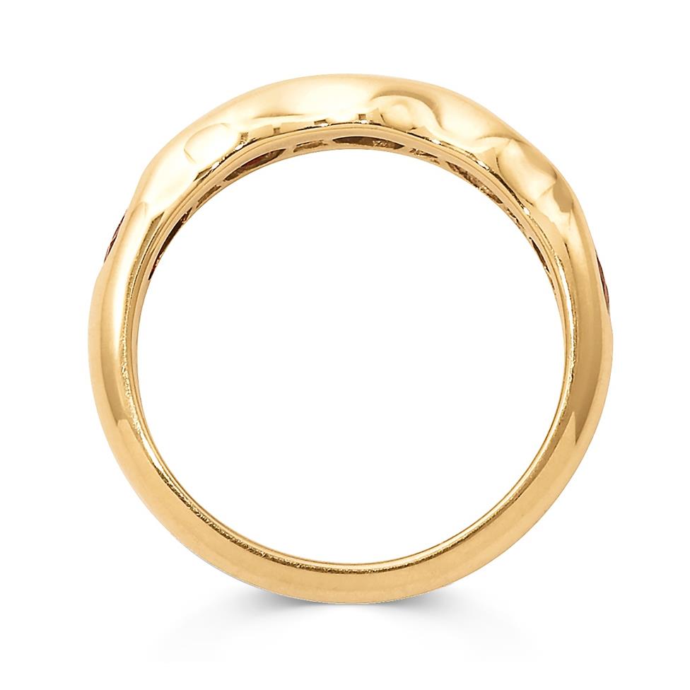 18ct Yellow Gold Oval Ruby and Diamond Half Eternity Ring Thumbnail Image 2