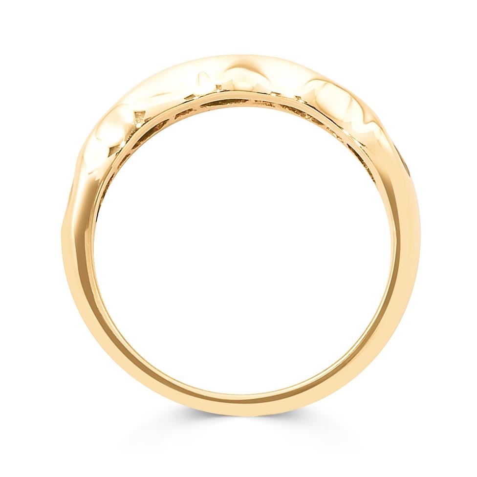 18ct Yellow Gold Oval Emerald and Diamond Half Eternity Ring Thumbnail Image 1