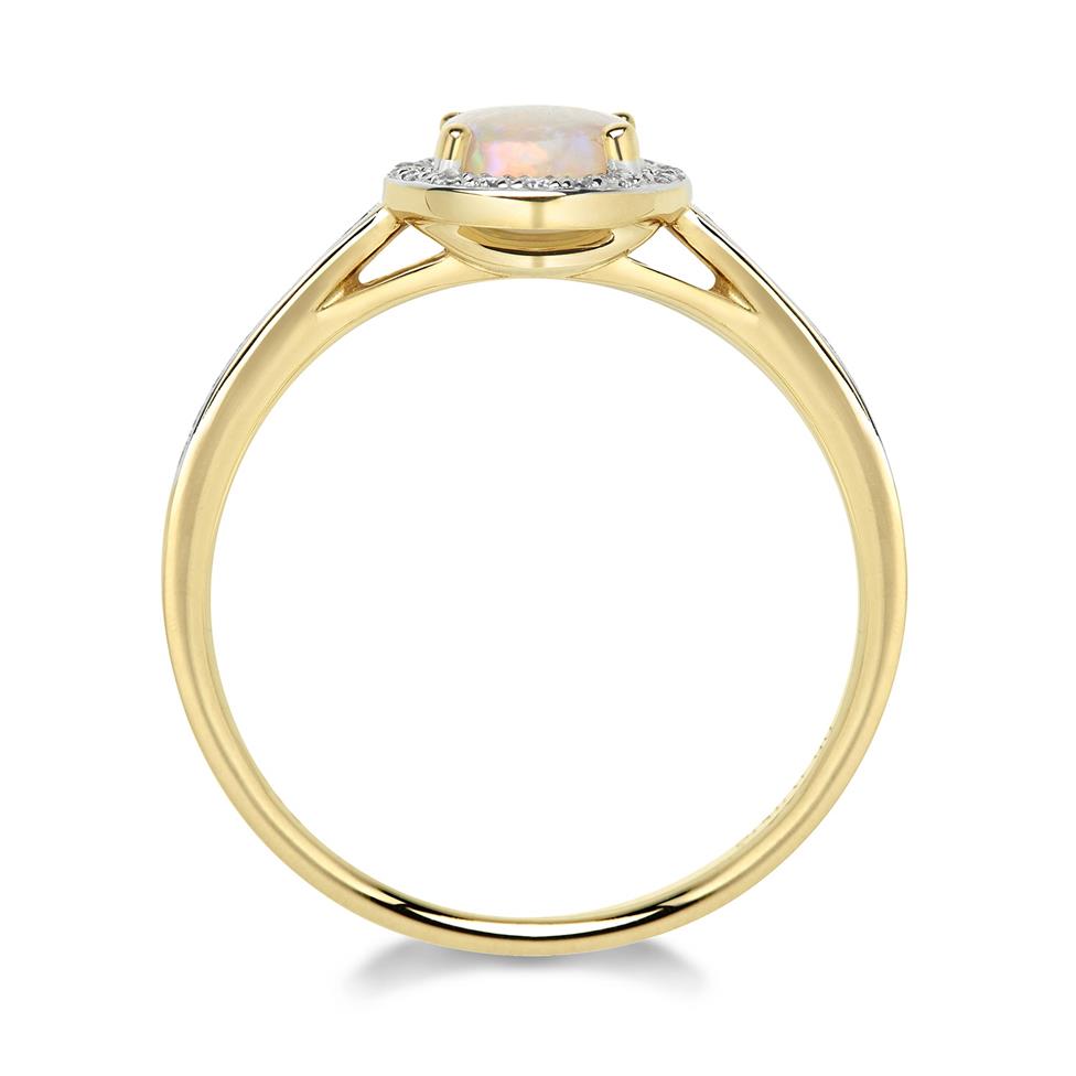 18ct Yellow Gold Opal and Diamond Round Cluster Dress Ring Thumbnail Image 2
