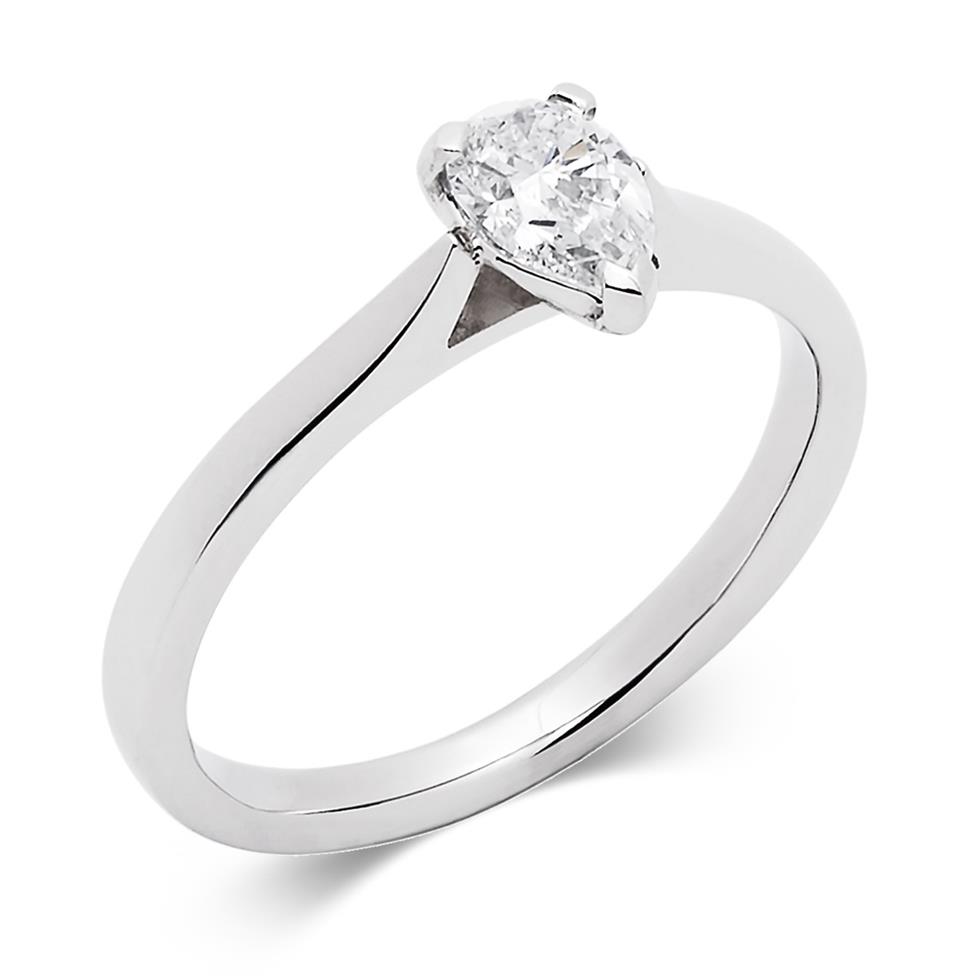 Platinum Diamond Pear Shape Solitaire Engagement Ring 0.50ct Thumbnail Image 0
