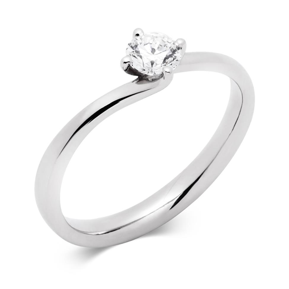 Platinum Twist Design Diamond Solitaire Engagement Ring 0.35ct Thumbnail Image 0