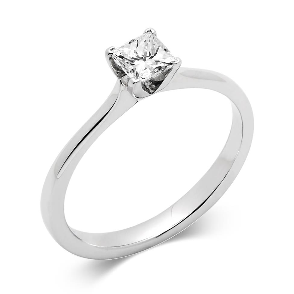 Platinum Princess Cut Diamond Solitaire Engagement Ring 0.50ct Thumbnail Image 0