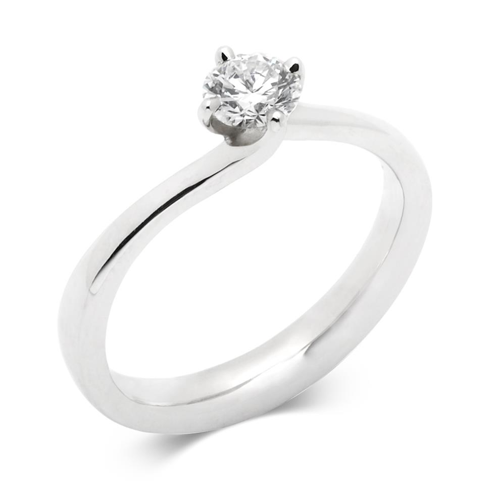 Platinum Twist Design Diamond Solitaire Engagement Ring 0.40ct Thumbnail Image 0