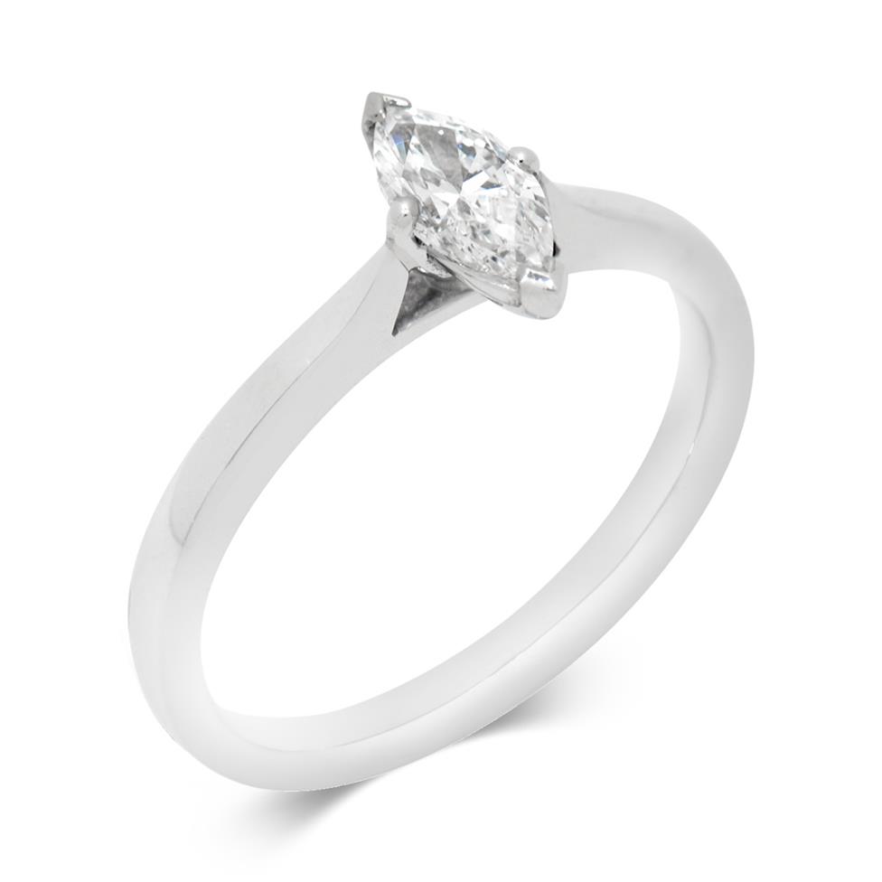 Platinum Marquise Cut Diamond Solitaire Engagement Ring 0.50ct Thumbnail Image 0