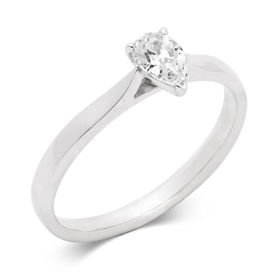 Platinum Pear Shape Diamond Solitaire Engagement Ring 0.35ct Thumbnail Image 0