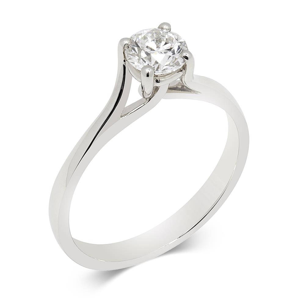 Platinum Twist Design Diamond Solitaire Engagement Ring 0.50ct Thumbnail Image 0