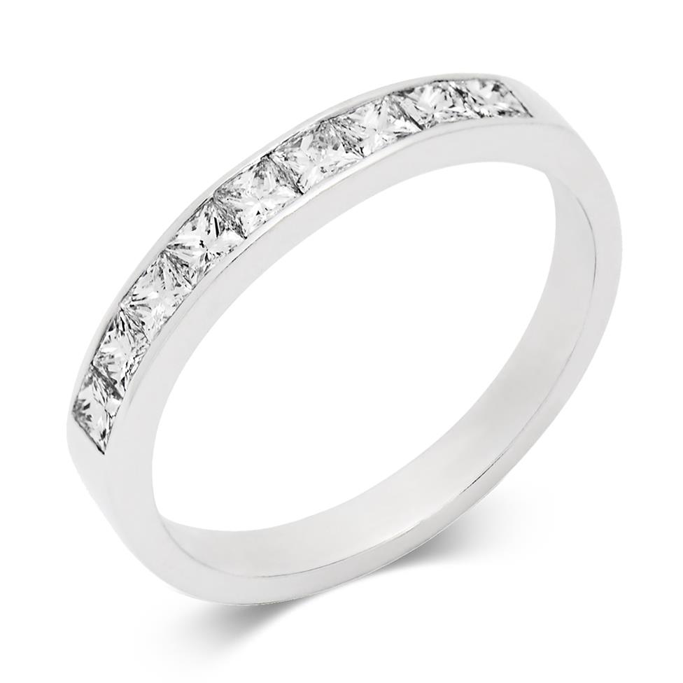 Platinum Princess Cut Diamond Half Eternity Ring 0.60ct Thumbnail Image 0