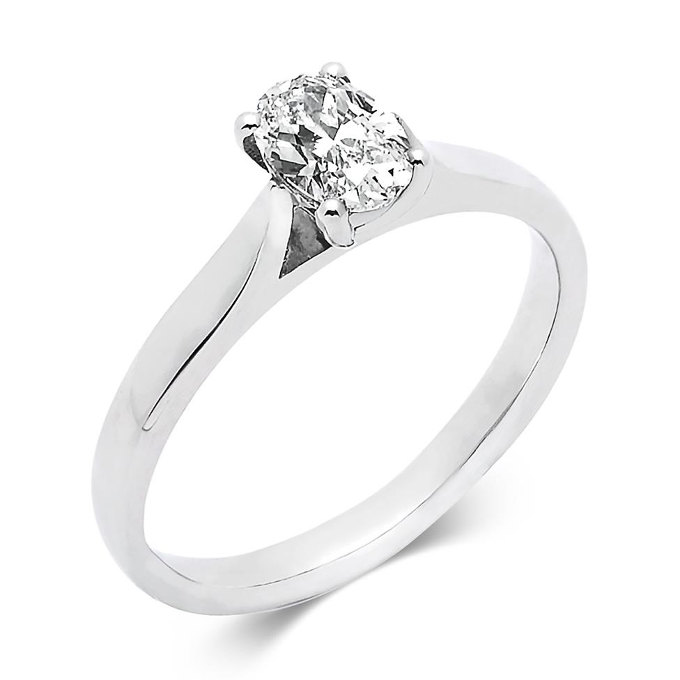 Platinum Oval Cut Diamond Solitaire Engagement Ring 0.60ct Thumbnail Image 0