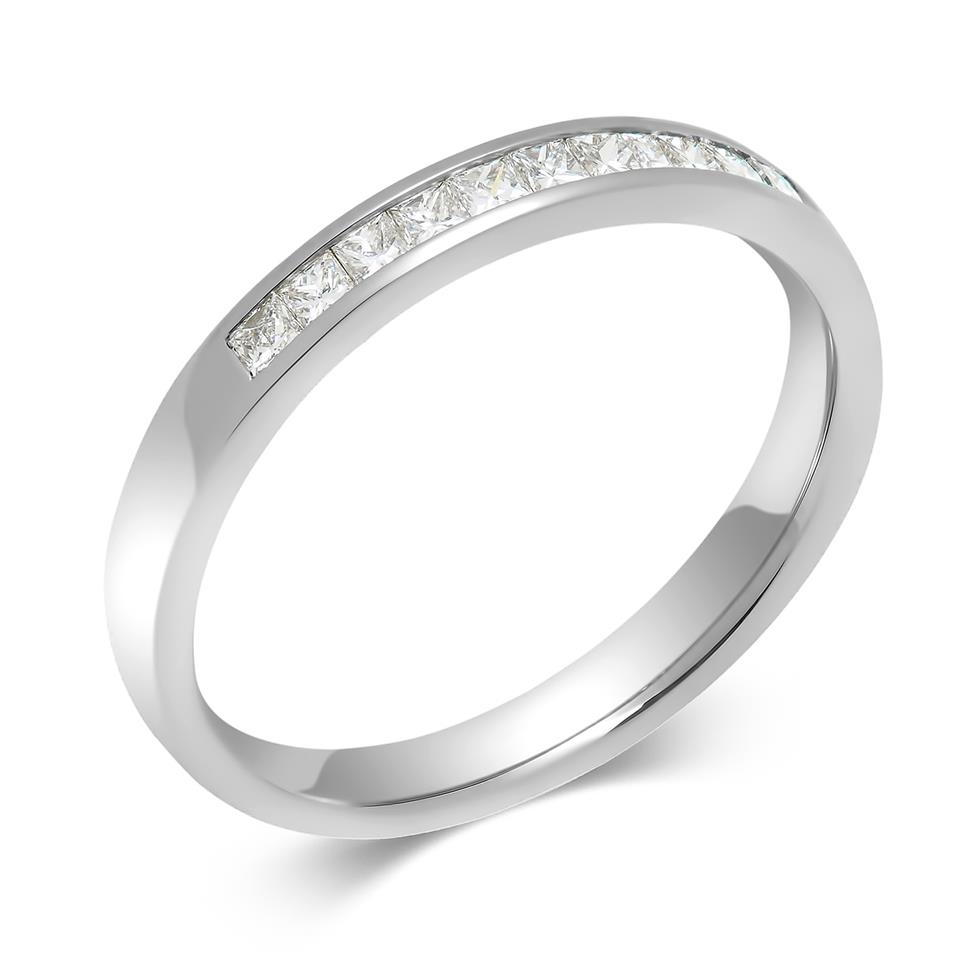 Platinum Princess Cut Diamond Half Eternity Ring 0.25ct Thumbnail Image 0