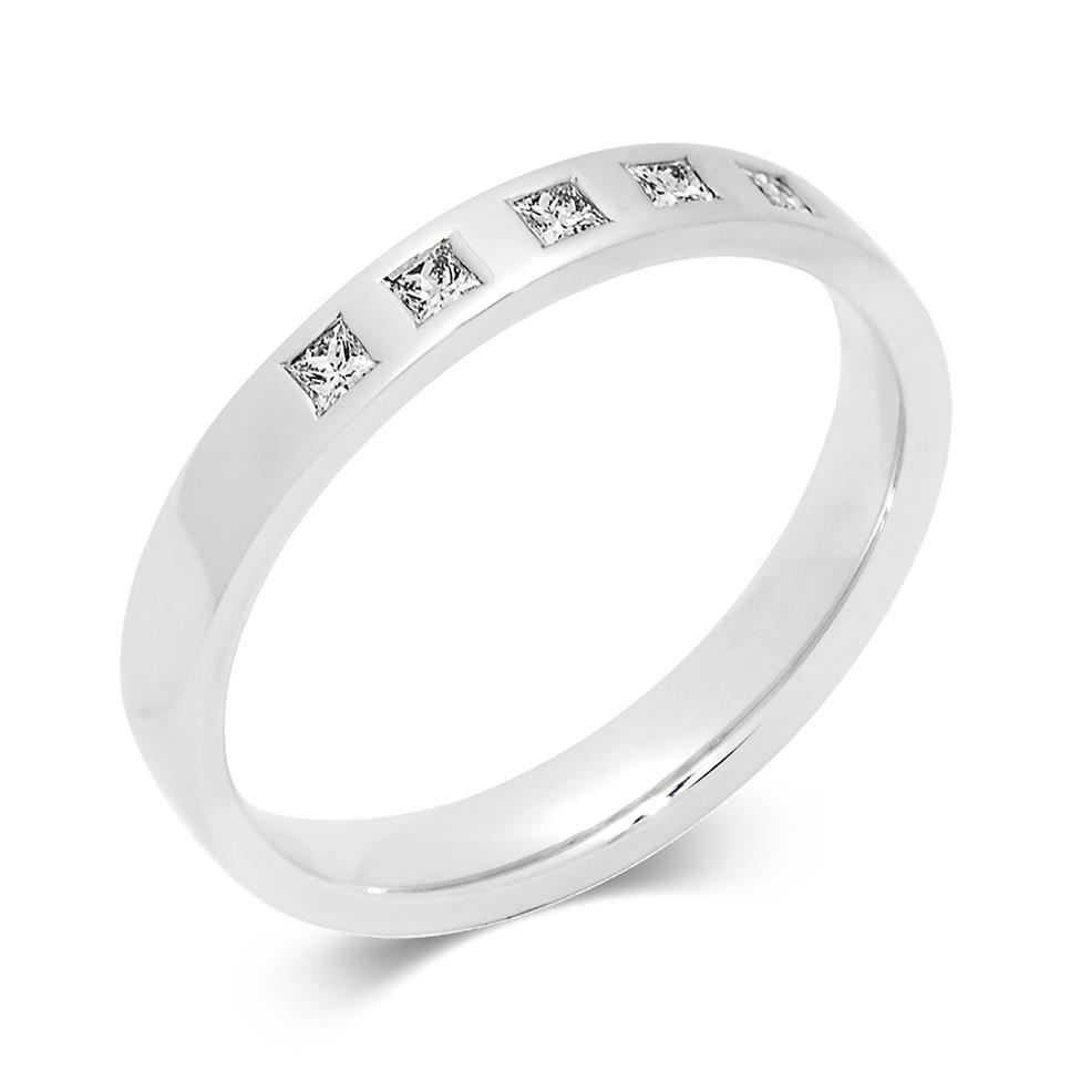 Platinum Princess Cut Diamond Set Wedding Ring 0.10ct Thumbnail Image 0