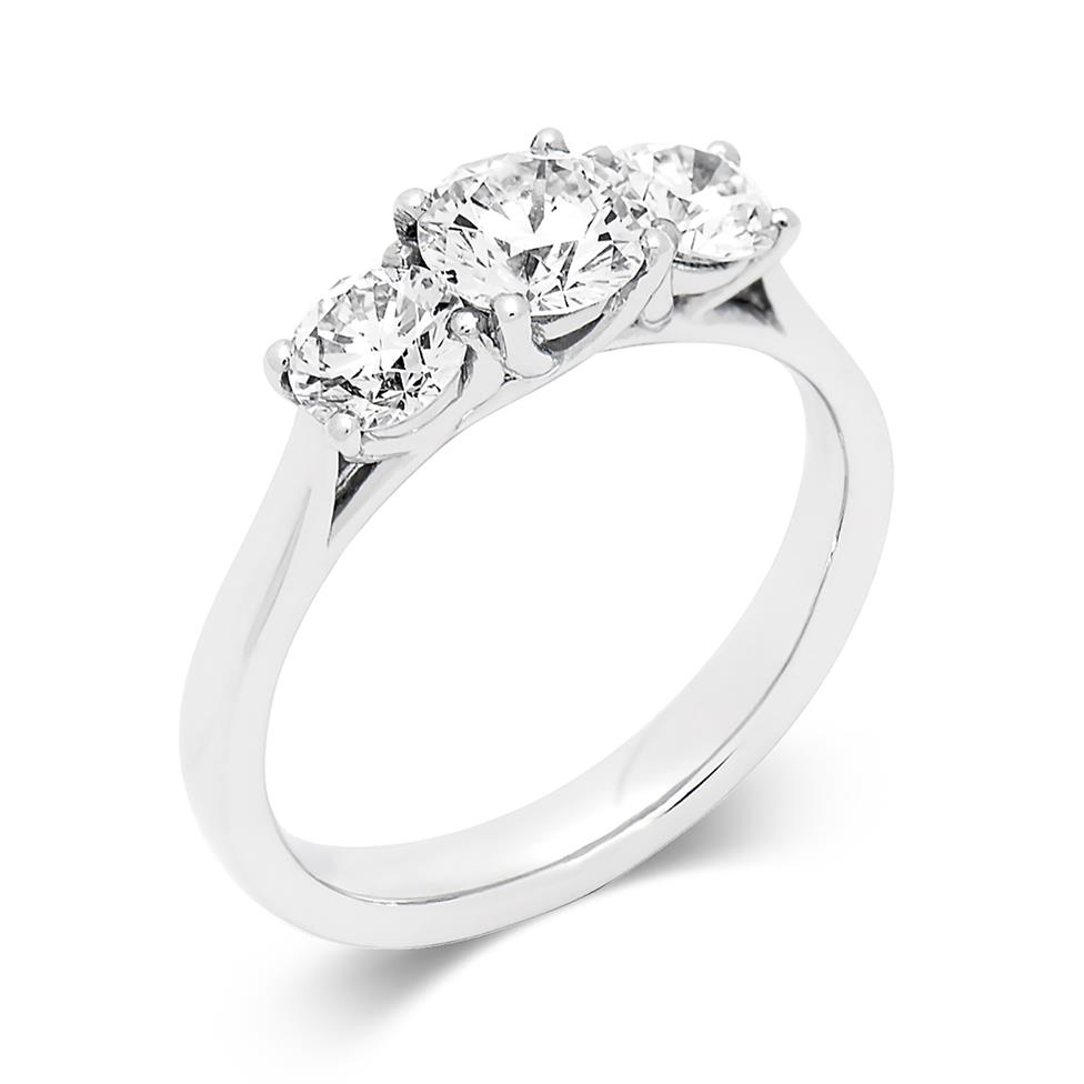 Platinum Diamond Three Stone Engagement Ring 1.50ct Thumbnail Image 0