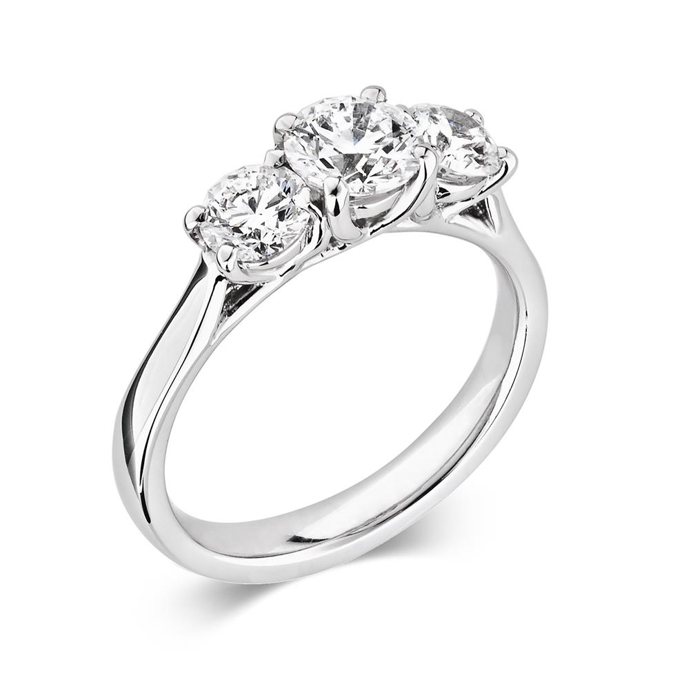 Platinum Diamond Three Stone Engagement Ring 0.75ct Thumbnail Image 0