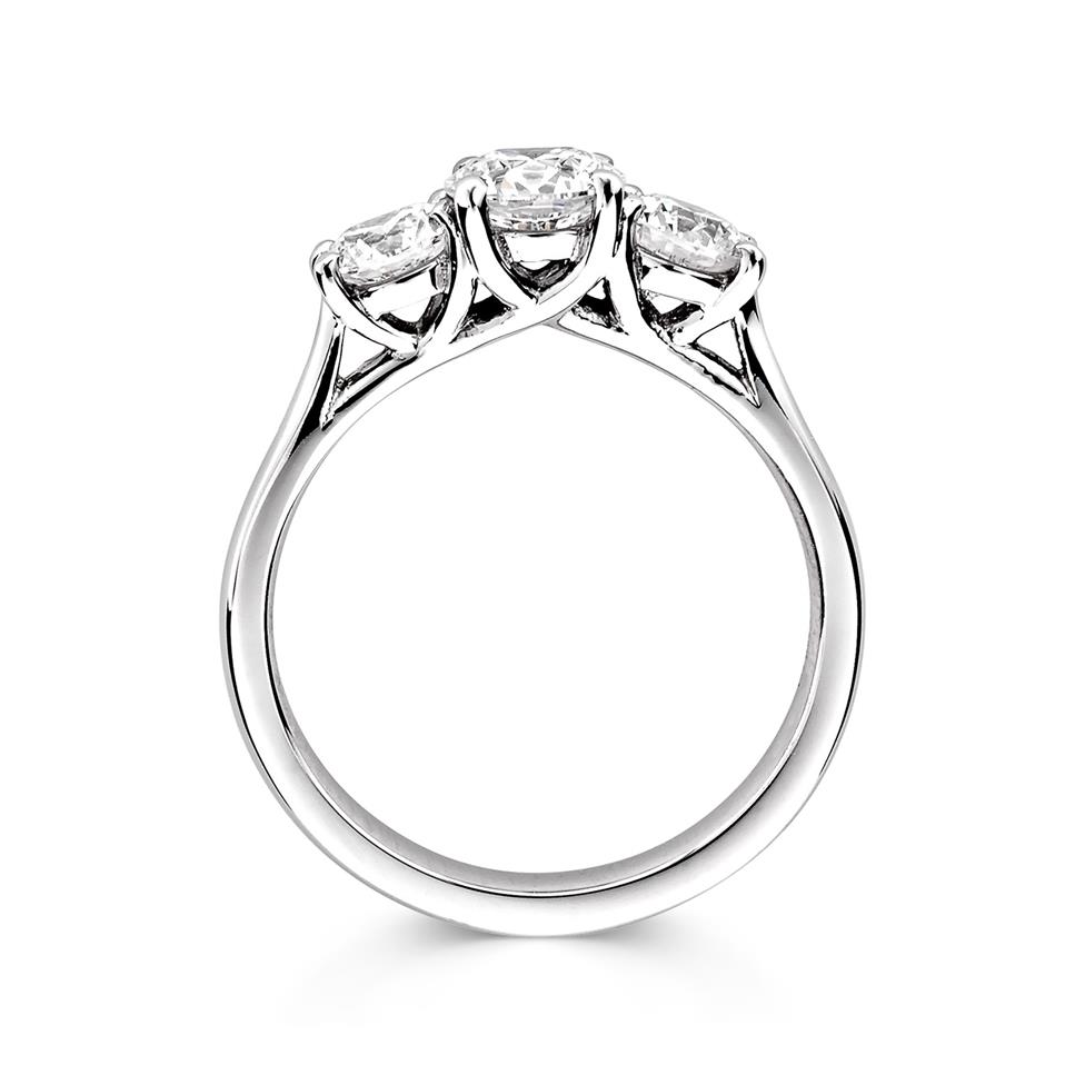 Platinum Diamond Three Stone Engagement Ring 0.75ct Thumbnail Image 2