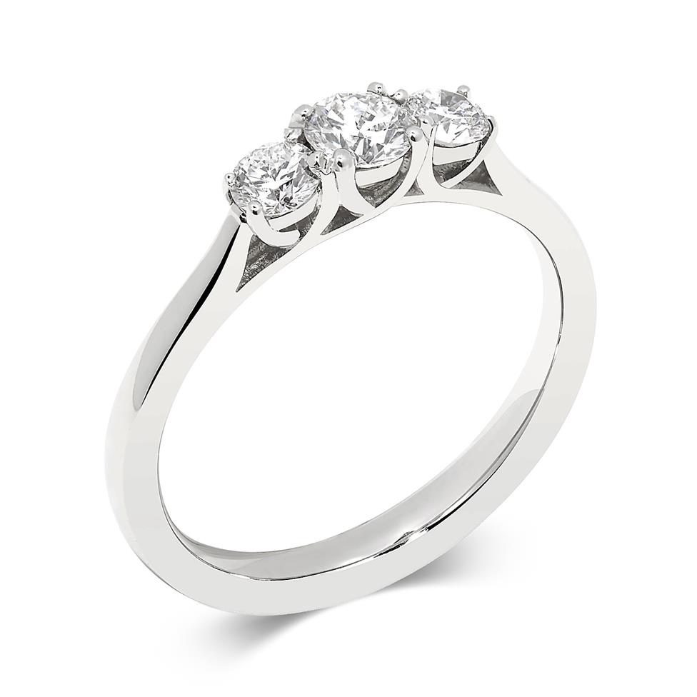 Platinum Diamond Three Stone Engagement Ring 0.60ct Thumbnail Image 0