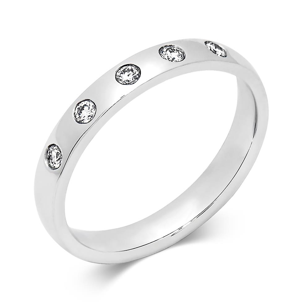 Platinum Diamond Set Wedding Ring 0.15ct Thumbnail Image 0