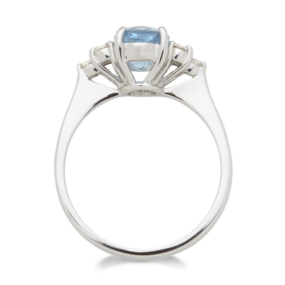 18ct White Gold Oval Aquamarine and Diamond Dress Ring Thumbnail Image 2