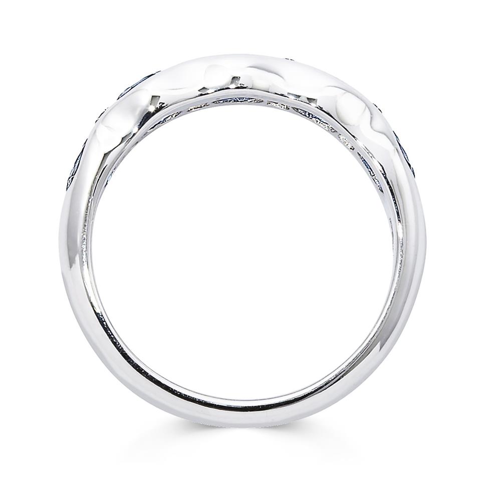 18ct White Gold Oval Sapphire and Diamond Half Eternity Ring Thumbnail Image 1