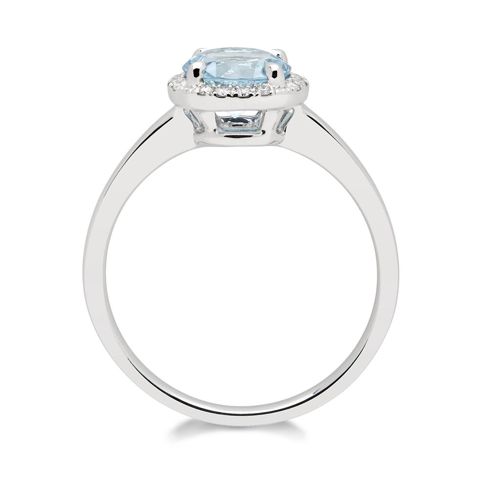 Camellia 18ct White Gold Blue Topaz and Diamond Halo Dress Ring  Thumbnail Image 2