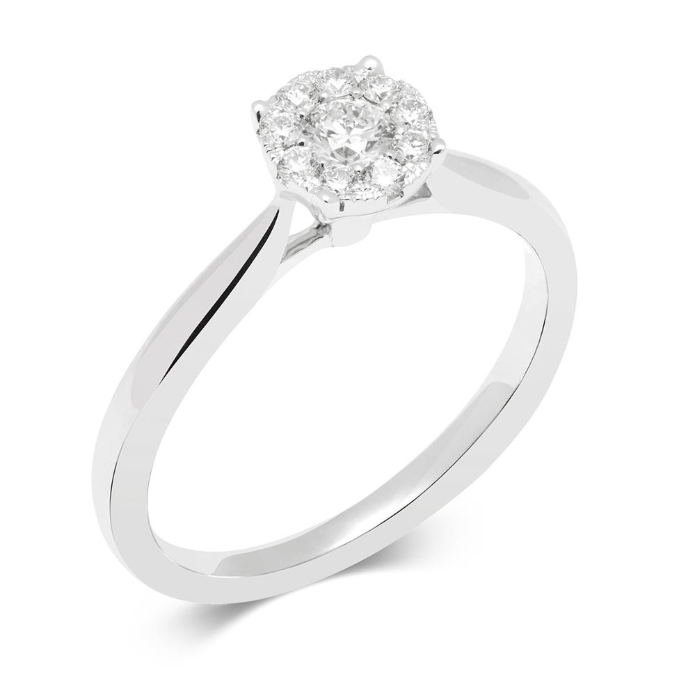 18ct White Gold Illusion Detail Diamond Cluster Engagement Ring 0.25ct Thumbnail Image 0