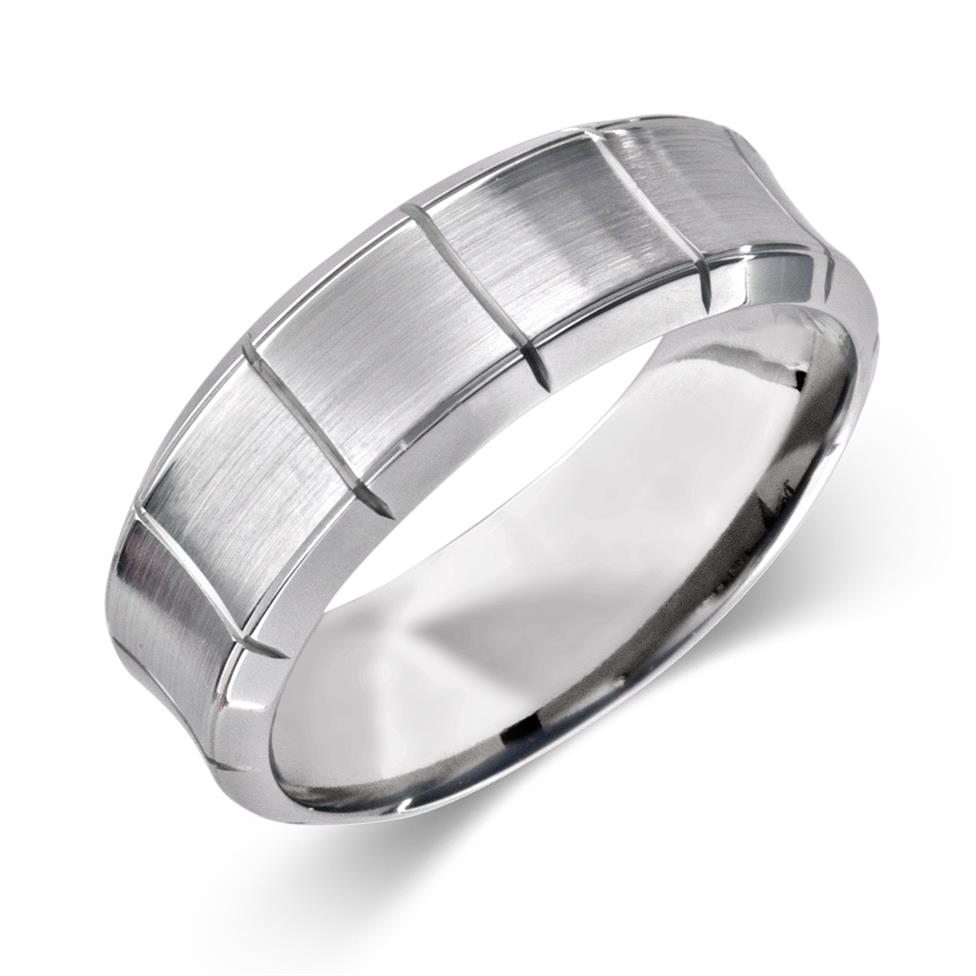 Platinum Contemporary Concave Wedding Ring Thumbnail Image 0
