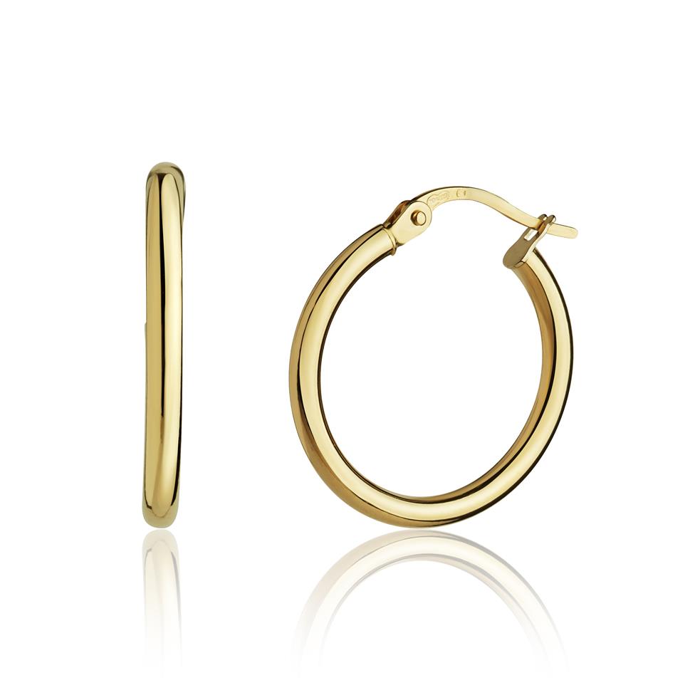 18ct Yellow Gold Hoop Earrings 18mm Thumbnail Image 0