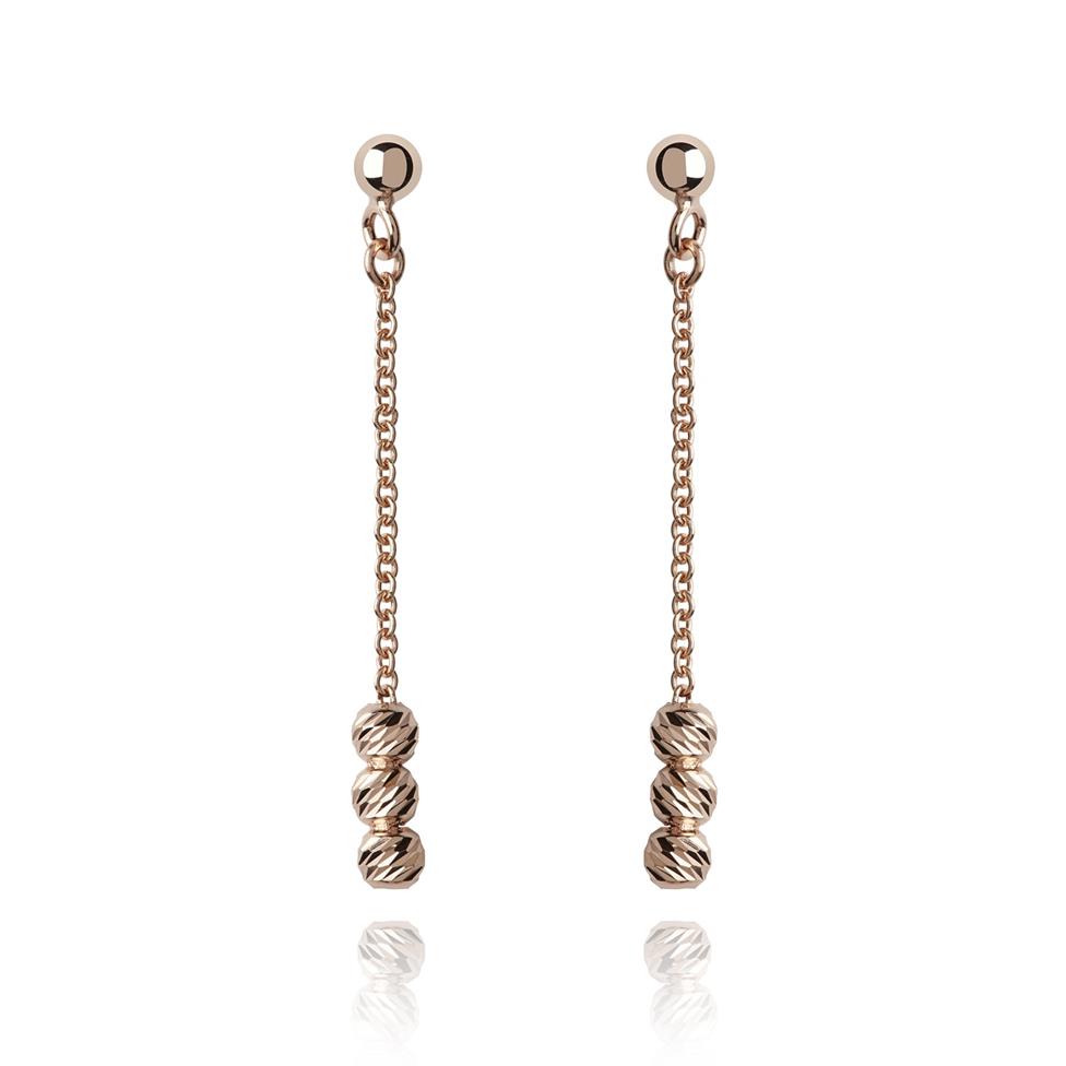 18ct Rose Gold Faceted Bead Drop Earrings Thumbnail Image 0
