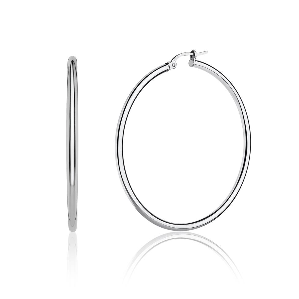 18ct White Gold Hoop Earrings 44mm Thumbnail Image 0