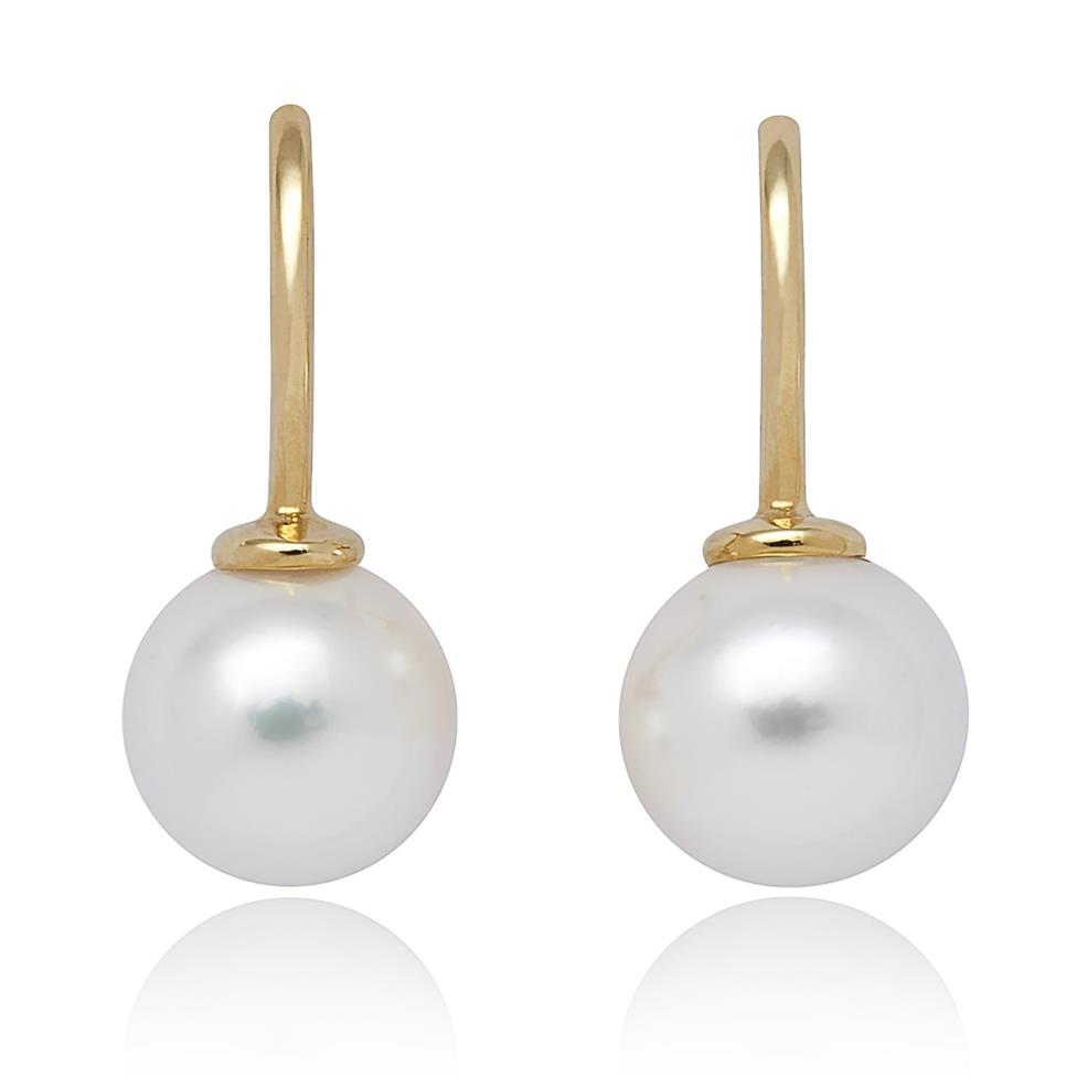 18ct Yellow Gold Akoya Pearl Drop Earrings Thumbnail Image 0