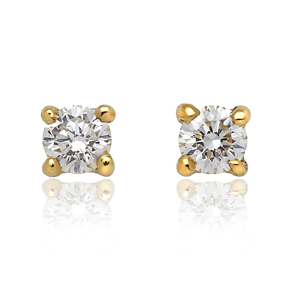 18ct Yellow Gold Diamond Solitaire Stud Earrings 0.15ct Thumbnail Image 0