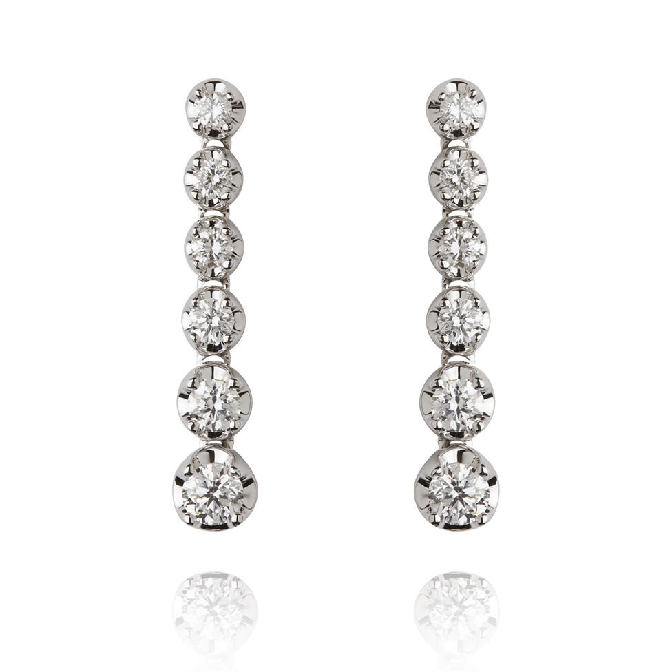 18ct White Gold Diamond Drop Earrings 20mm Thumbnail Image 0