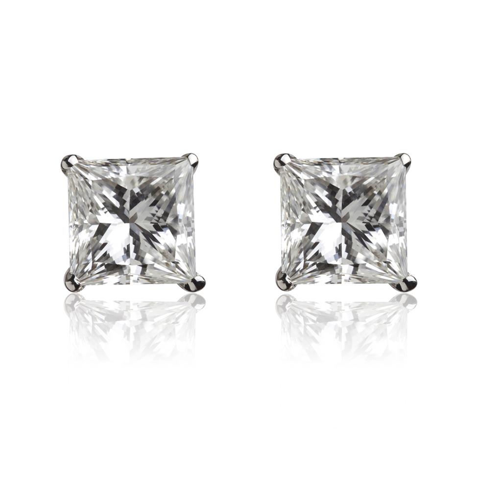 18ct White Gold Princess Cut Diamond Solitaire Stud Earrings 0.20ct Thumbnail Image 0
