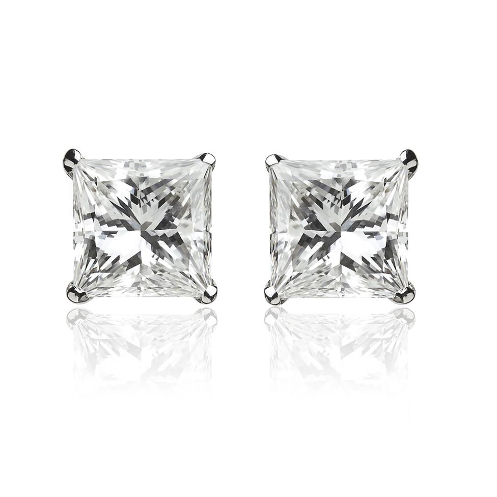18ct White Gold Princess Cut Diamond Solitaire Stud Earrings 0.80ct Thumbnail Image 0