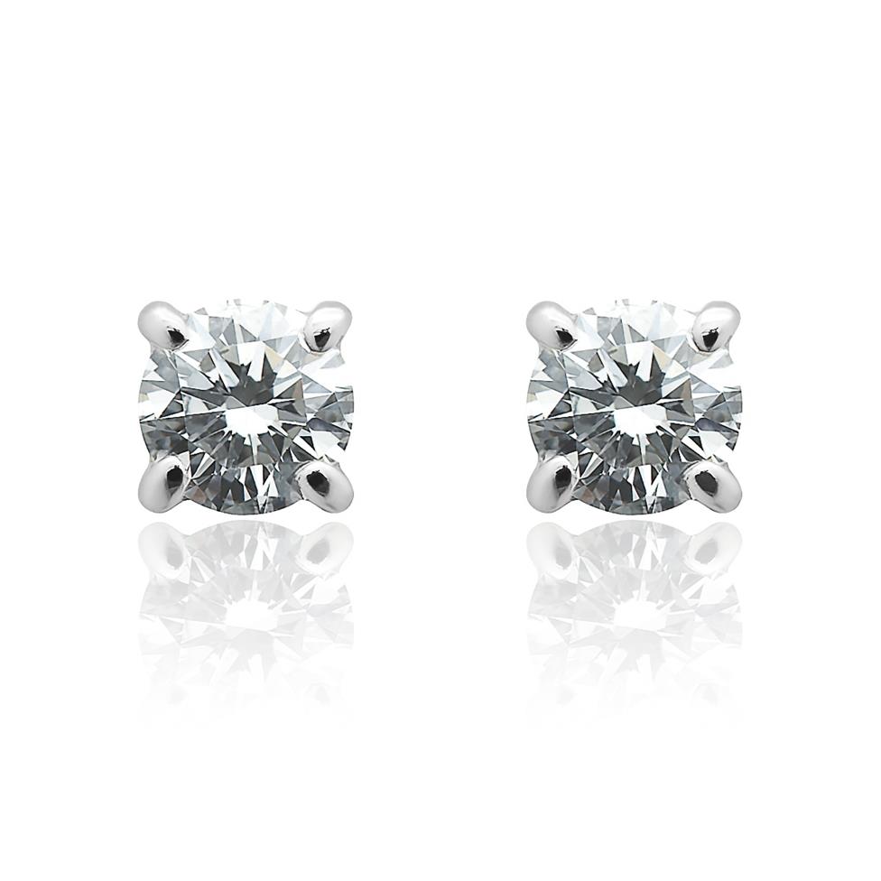 18ct White Gold Classic Design Diamond Solitaire Stud Earrings 0.50ct Thumbnail Image 0