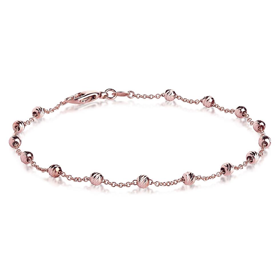 18ct Rose Gold Faceted Bead Detail Station Bracelet  Thumbnail Image 0