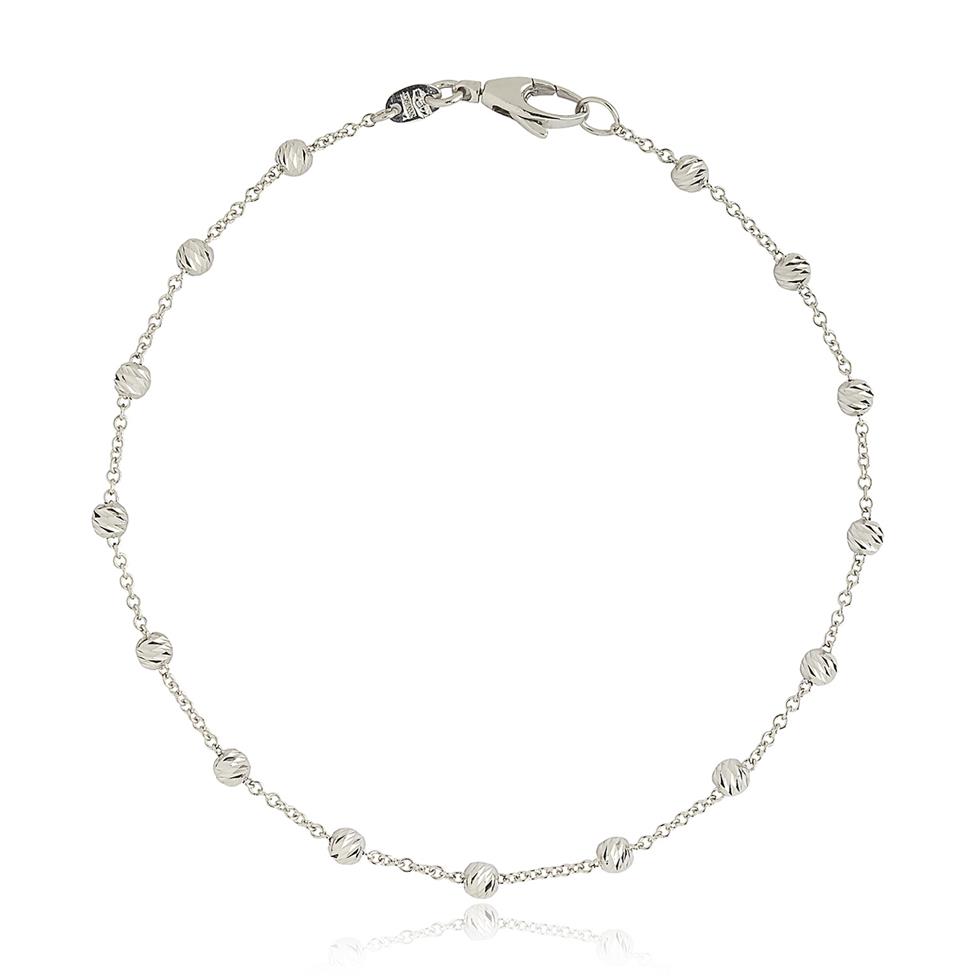 18ct White Gold Faceted Bead Detail Station Bracelet  Thumbnail Image 0