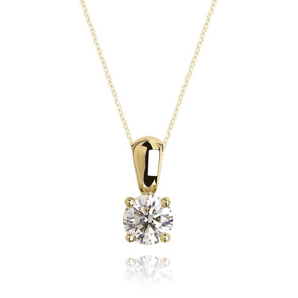 18ct Yellow Gold Classic Design Diamond Solitaire Pendant 0.33ct Thumbnail Image 0