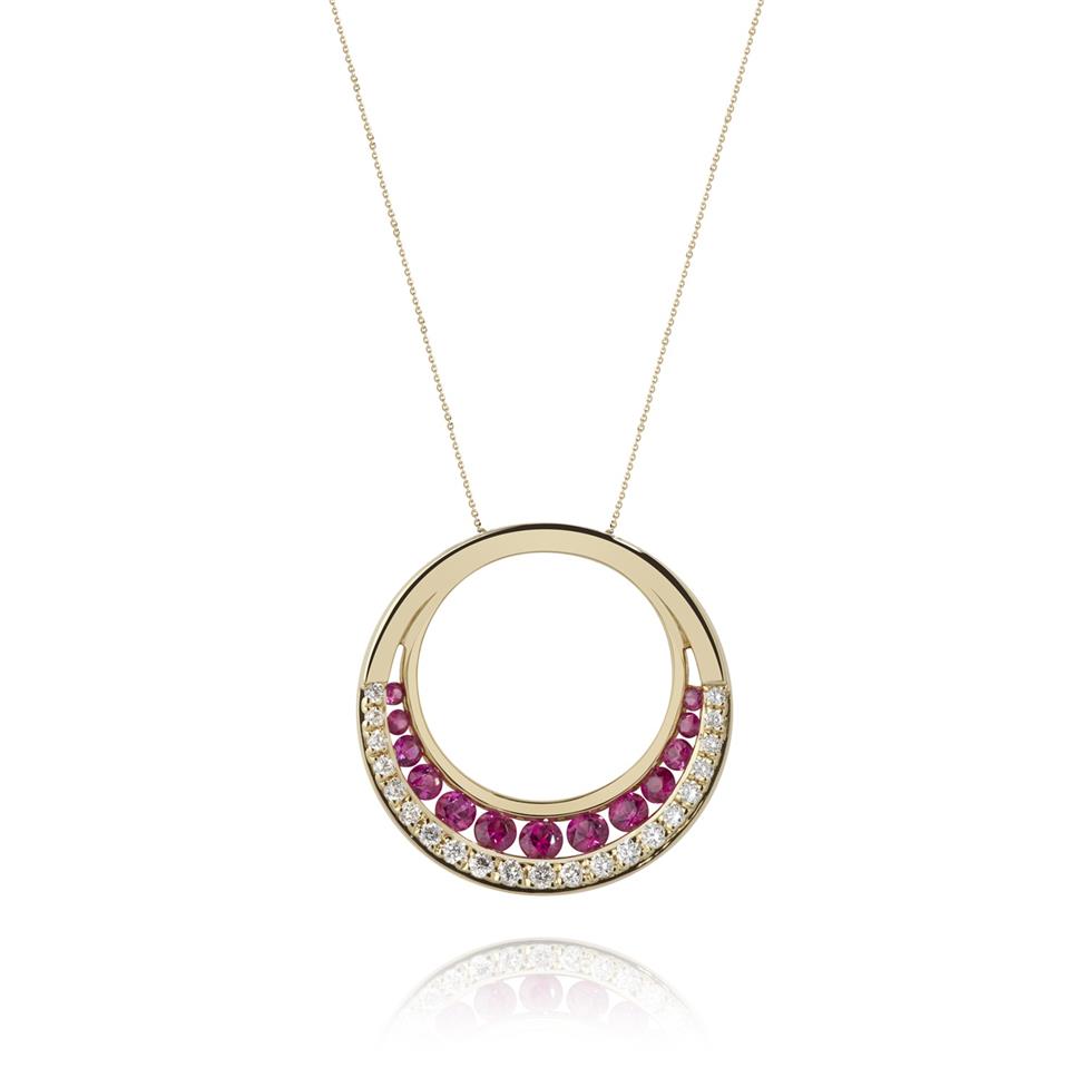 18ct Yellow Gold Ruby and Diamond Pendant Thumbnail Image 0