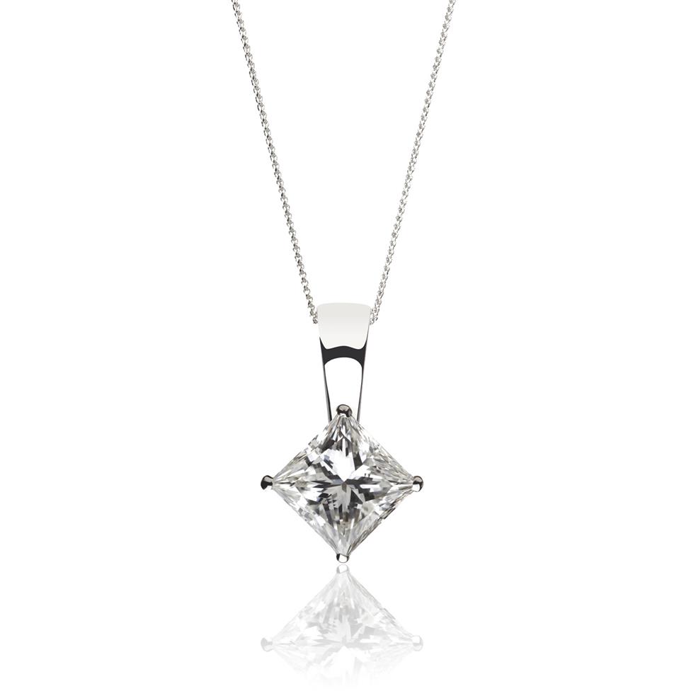 18ct White Gold Princess Cut Diamond Solitaire Pendant 0.50ct Thumbnail Image 0