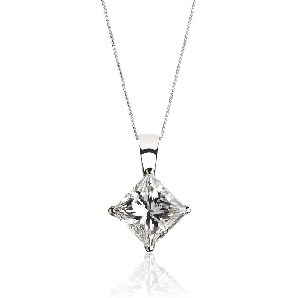18ct White Gold Princess Cut Diamond Solitaire Pendant 0.25ct Thumbnail Image 0