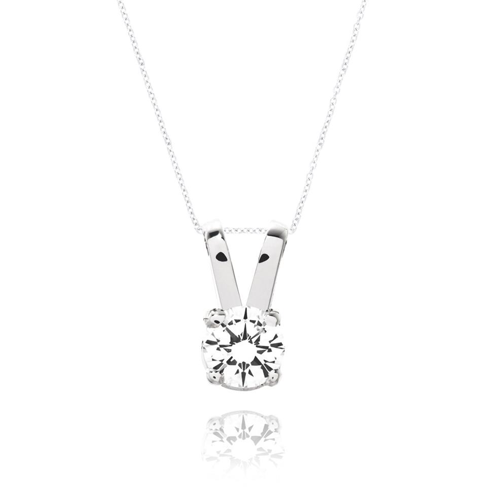 18ct White Gold Classic Design Diamond Solitaire Pendant 0.15ct Thumbnail Image 0