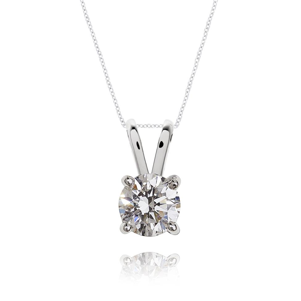 18ct White Gold Classic Design Diamond Solitaire Pendant 0.35ct Thumbnail Image 0