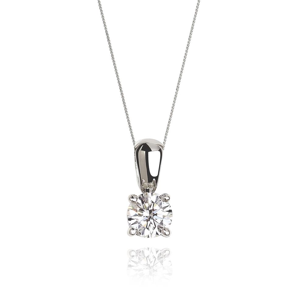 18ct White Gold Classic Design Diamond Solitaire Pendant 0.60ct Thumbnail Image 0