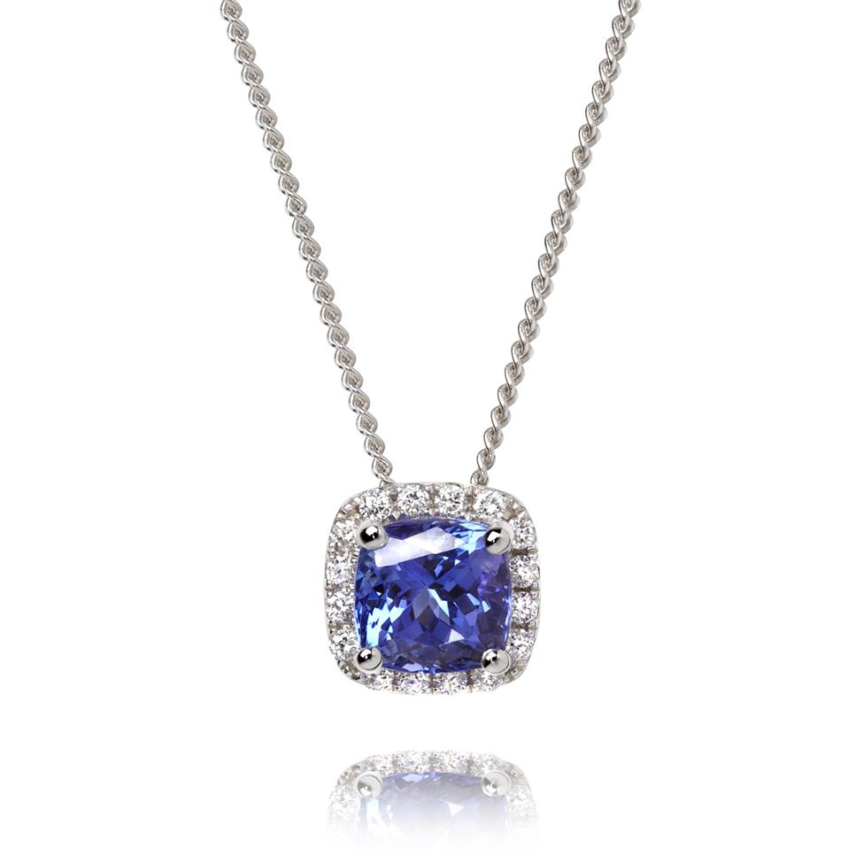 18ct White Gold Tanzanite and Diamond Pendant Thumbnail Image 0