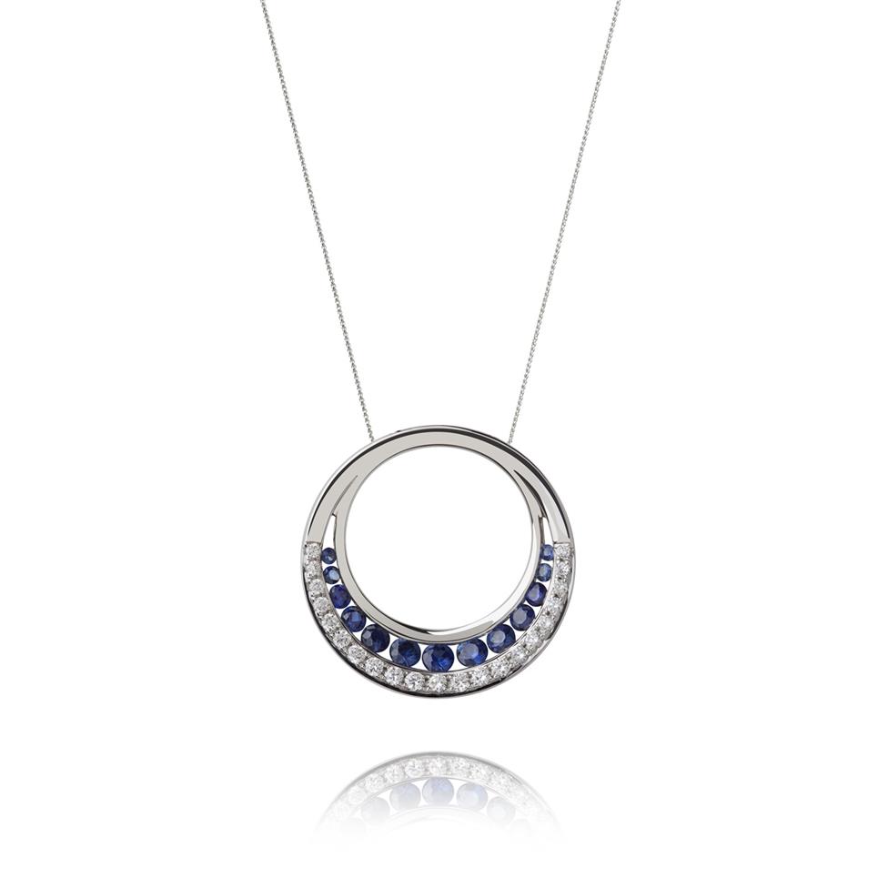 18ct White Gold Sapphire and Diamond Pendant Thumbnail Image 0