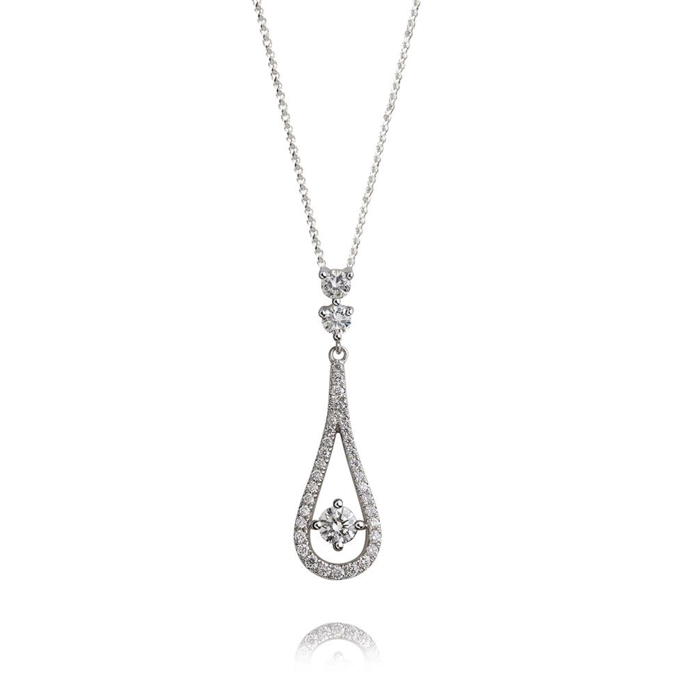 18ct White Gold Teardrop Diamond Pendant 0.45ct Thumbnail Image 0